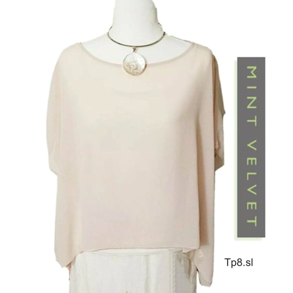 MINT VELVET Tunic Pink Sheer Hi-Low Cut Boat Neck